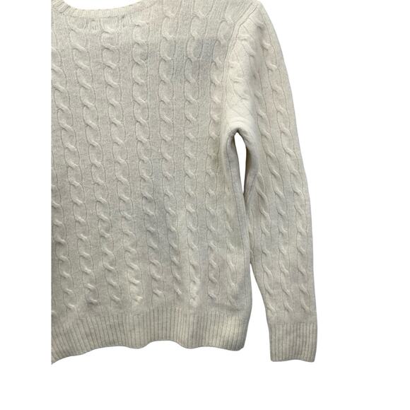 Lauren Ralph Lauren Sweater Womens Large Cream Wool Cashmere Blend Slim Fit - Picture 7 of 15
